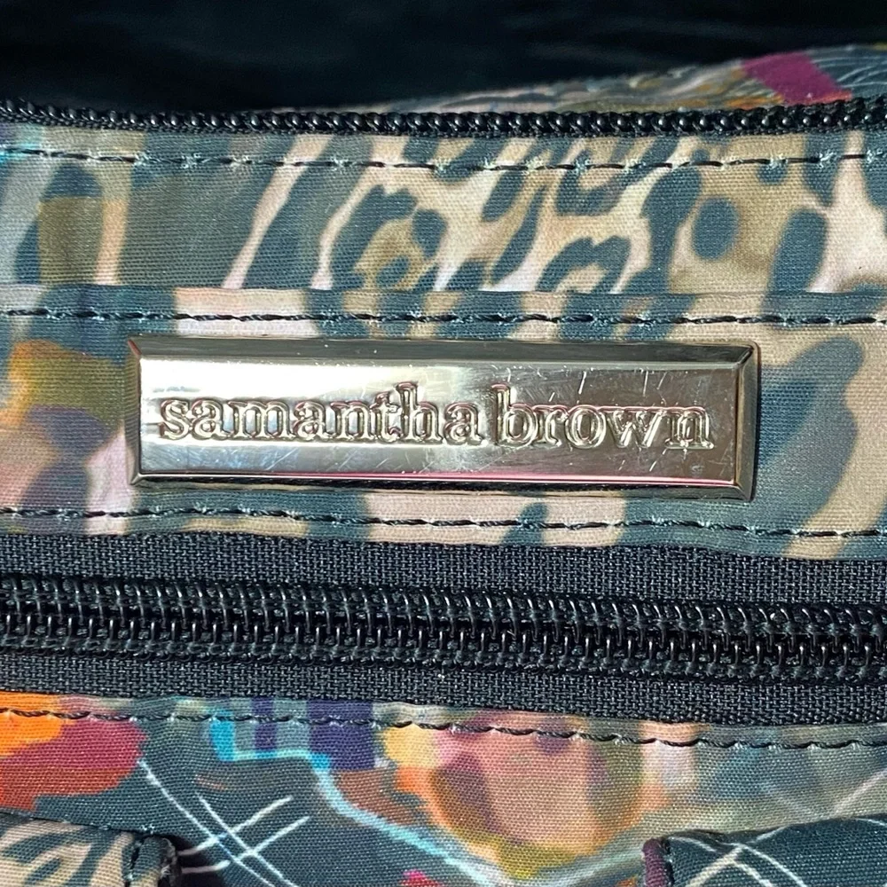 Samantha Brown To-Go Double Pocket Hobo Tropical Tribal Leopard Crossbody